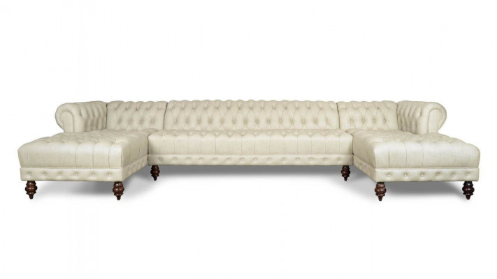 Chesterfield Bank U-vorm Bank Klassiek Leren Woonlandschap Hoekbank - 366