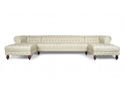 Chesterfield Bank U-vorm Bank Klassiek Leren Woonlandschap Hoekbank - 366