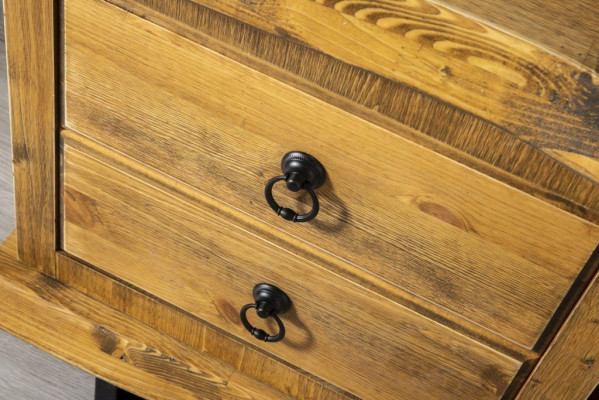 Echt houten woonwand luxe in bruin met salontafel op wielen rustiek kast