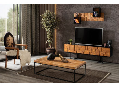 Tv-standaard salontafel RTV hout meubels massief houten woonkamer kastwand salontafel.