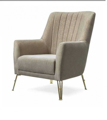 Ontwerp fauteuil Luxe Beige Stoel Relax Hout met Roestvrij Stalen Stoel nieuw