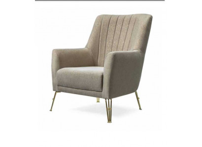 Ontwerp fauteuil Luxe Beige Stoel Relax Hout met Roestvrij Stalen Stoel nieuw