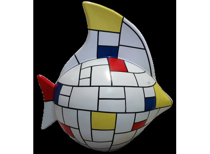 Beeldhouwkunst Abstract Ontwerp Standbeeld Kleurrijke Figuren Met De Hand Beschilderde Decoratie Vis Nieuw