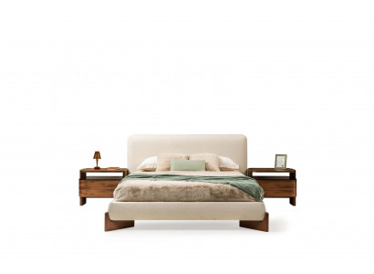Set slaapkamer tweepersoonsbed bed nachtkastjes 3-delig wit ontwerp