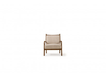 Fauteuil Oorfauteuil Woonkamer Zitplaats Eénzits Stoffen fauteuil Beige Hout