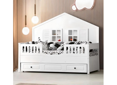 Kinderbed Houten bed Stapelbed Uitschuifbaar Wit Hout Bed 90 x 200