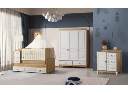 Compleet kinderkamer set Bed Kledingkast Ladenkast Licht 3-delig Nieuw