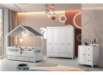 Modern compleet jeugdkamer luxe kinderkamerset 3-delig wit kleur nieuw.