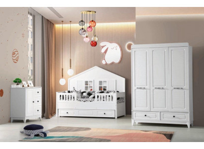 Stijlvol Compleet Jeugdkamer Luxe Kinderkamer Set 3-delig Wit Kleur