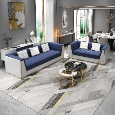 Blauw-witte moderne bankstel 3+2 zits woonkamer luxe bankstellen.