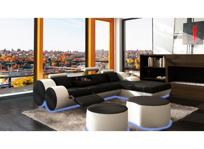 Leren bank Bank Woonlandschap L-vorm Ontwerp Modern Bankstel 3085  Leren bank Bank Woonlandschap L-vorm Ontwerp Modern Bankstel 3085