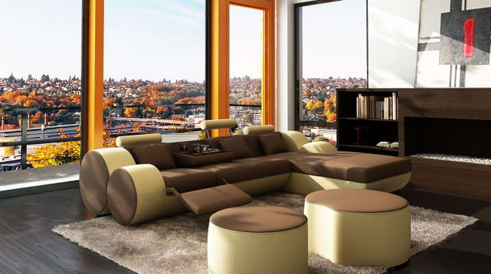 Leren bank Bank Woonlandschap L-vorm Ontwerp Modern Bankstel 3085  Leren bank Bank Woonlandschap L-vorm Ontwerp Modern Bankstel 3085