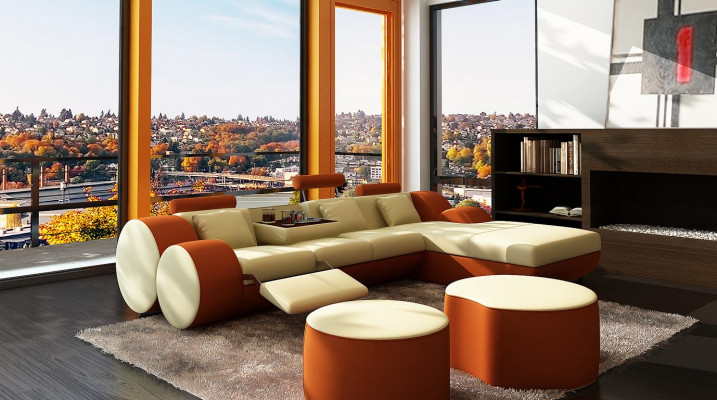 Leren bank Bank Woonlandschap L-vorm Ontwerp Modern Bankstel 3085  Leren bank Bank Woonlandschap L-vorm Ontwerp Modern Bankstel 3085