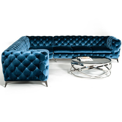Samt Hoek Luxe Chesterfield Bank Bekleding Hoek Bank Zitbank Banken Sofas