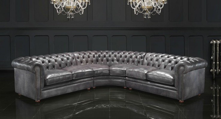 Chesterfield hoekbank hoekbank ontwerper bank fluwelen leren bank vintage 2016-14