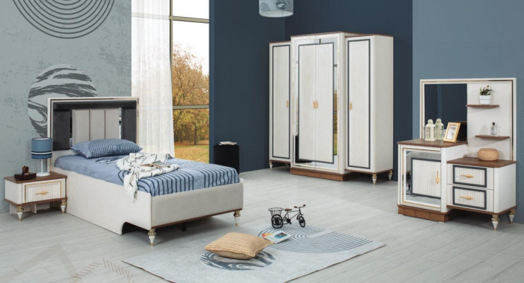 Garnituur kinderkamer bed kinderbed kindermeubels wit hout set 5-delig