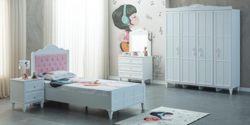Luxe Complete Kindermöbel Kinderbed Wit Hout Set 5-delig Kinderkamer