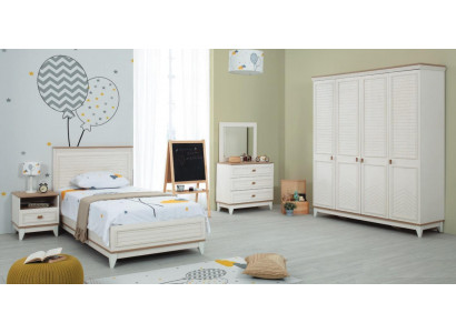 Set kinderkamer bed kinderbed kindermeubels wit hout 5-delig