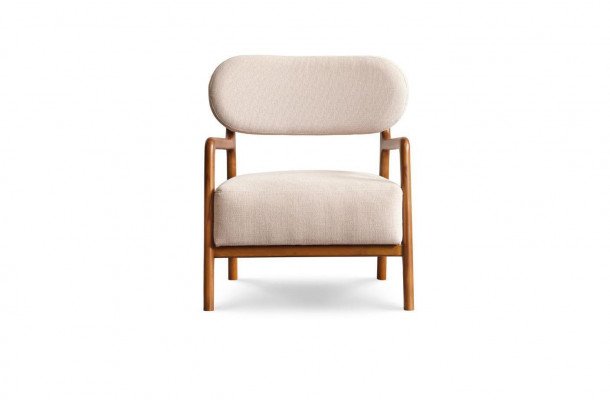 Moderne fauteuil voor één persoon, 1-zits stoffen fauteuil in beige designclubsessel.
