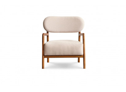 Moderne fauteuil voor één persoon, 1-zits stoffen fauteuil in beige designclubsessel.