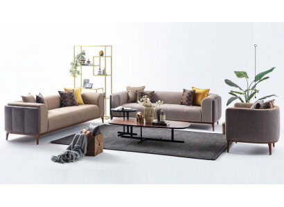 Garnituur Driepersoons Vierpersoons Fauteuil Bank Stof Beige Stoffen bankstel set 4+3+1