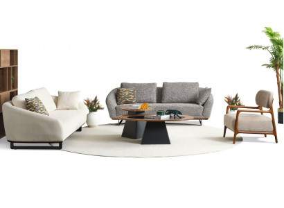 Bankstel Driepersoons Fauteuil Bank Stof Beige Stoffen Bankstel Set Grijs 3+3+1