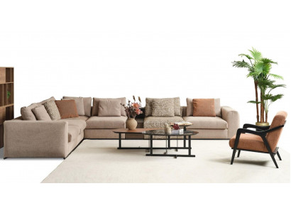 Hoekbank L-vorm Grote woonlandschap bank Beige Modern gestoffeerde bank