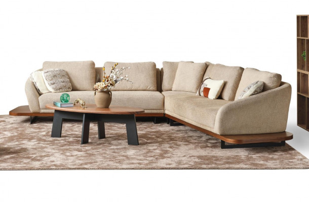 Bankstel Hoekbank L-vorm Bank Woonlandschap Bankstellen Beige Modern