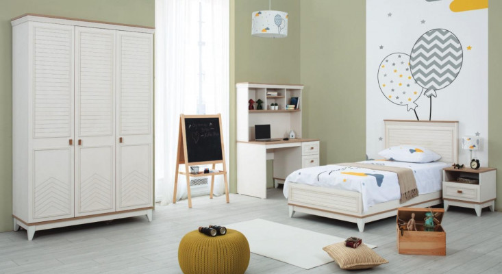 Kinderbed Slaapkamer Sets Juniorbed Wit Hout Garnituur 4-delig Bed