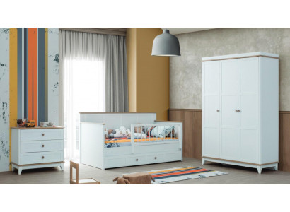 Kinderbox Kinderbedset Bedje Wit Hout Set 3-delig