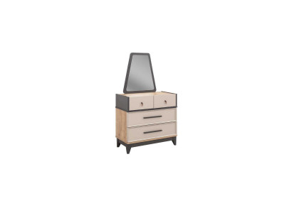 Groep commode set met spiegel hout kinderkamer beige console