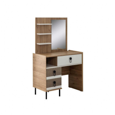 Kaptafelset met spiegel houten slaapkamer bruine console-set