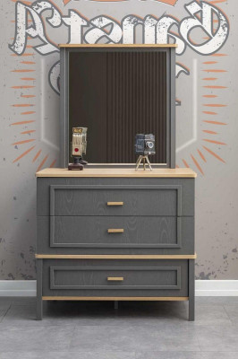 Garnituur dressoir met spiegel hout slaapkamer grijs set console tafel