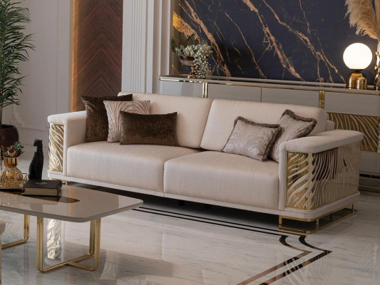 Chique bankstel 4-zits Nieuw Modern Ontwerp Beige Kleur met Kussens