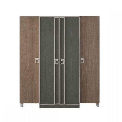 Moderne Complete kindermeubels kinderbed Grijs hout Set 5-delig Nachtkastje