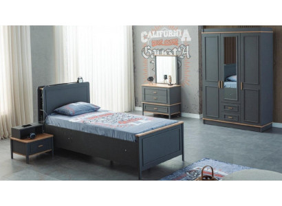 Kindermeubelset kinderkamerbed kinderbed grijs houten set 5-delig