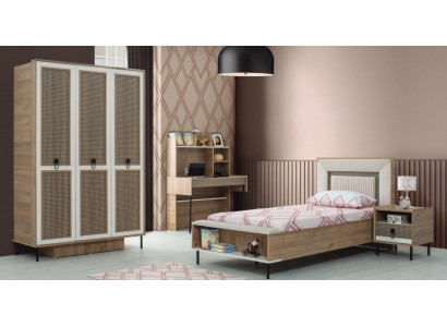 Kinderslaapkamer meubelset Kinderbed Kinderbed Bruin Houtenset 4-delig