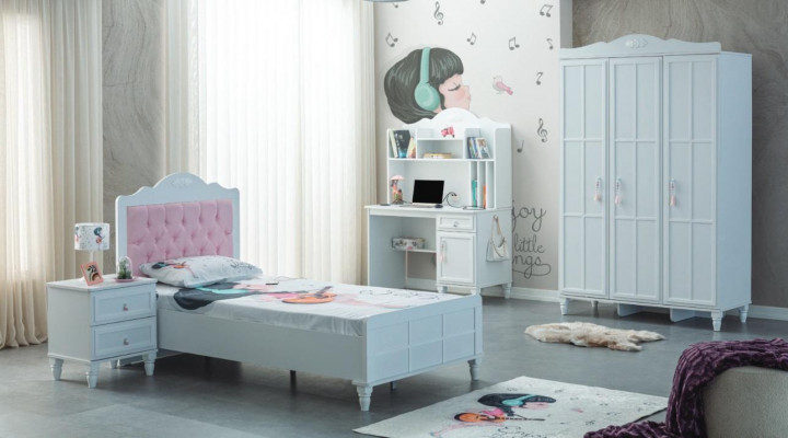 Wit groep kinderbed kindermeubels kinderkamer bed hout set 4-delig
