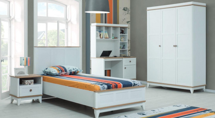 Kinderbed Kindermeubels Kinderbed Compleet Wit Hout Set 4-delig Modern