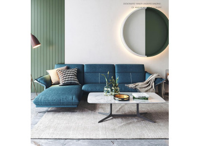 Stof L-vorm bank woonlandschap hoekbank set modern design blauw sofa nieuw