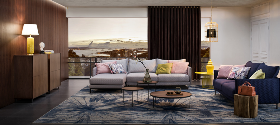 Hoekbank L-vorm Stof Bank Bekleed Zitbank Stof Hoek Italiaans Design Nieuw