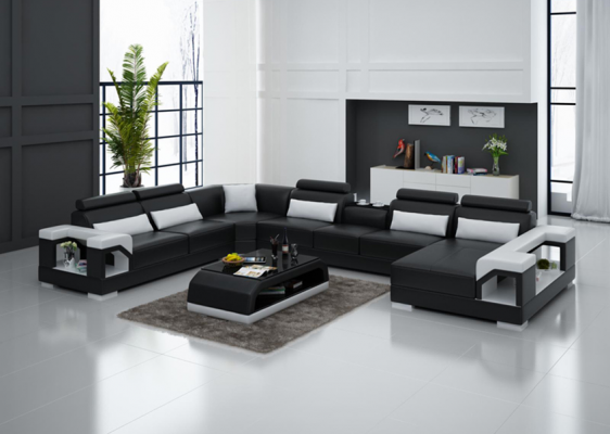 Ontwerper Bank Bank Hoekbank met voetenbankje Bekleding Salon U-vormige.