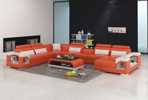 Ontwerper Bank Bank Hoekbank met voetenbankje Bekleding Salon U-vormige.