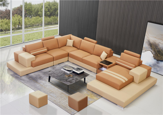 Leder Modern Bankstel Leren bankstel Bankstel Bank U-vorm
