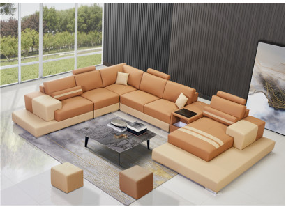 Leder Modern Bankstel Leren bankstel Bankstel Bank U-vorm
