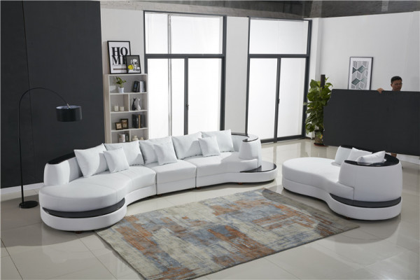 Leren bank hoekbank woonlandschap ronde bank zitkussen set ronde bank nieuw