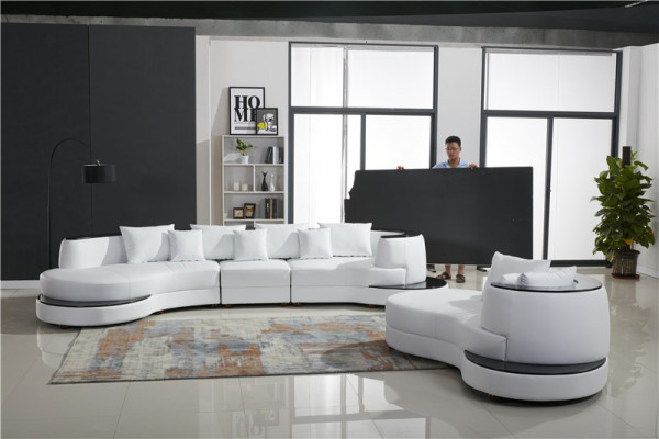 Leren bank hoekbank woonlandschap ronde bank zitkussen set ronde bank nieuw