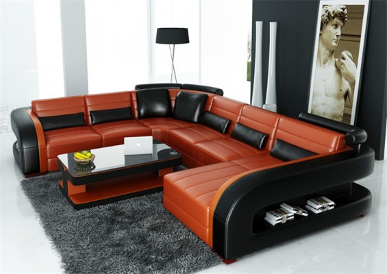 Luxe woonkamer hoekbank hoekbank hoekbank bank bekleding hoek bank leer