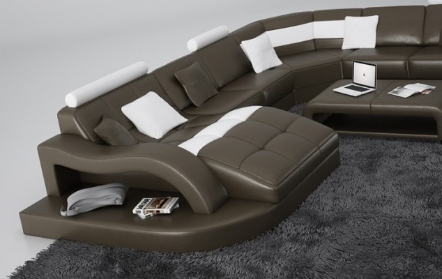 Moderne hoekbank U-vorm gestoffeerde zitting hoekbank + salontafel compleet
