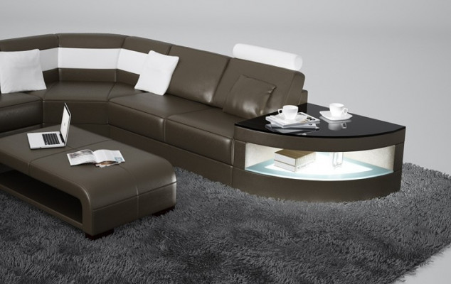 Moderne hoekbank U-vorm gestoffeerde zitting hoekbank + salontafel compleet
